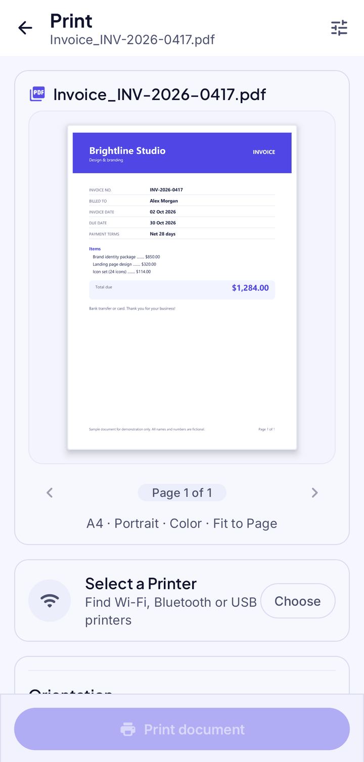 Print options